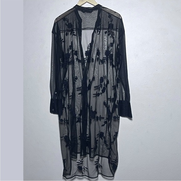 Zara Woman Long Floral Embroidered Cardigan - Picture 3 of 12